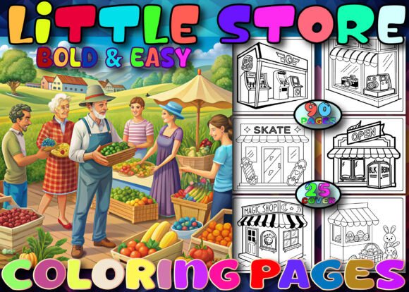Bring Cozy Storefronts to Life with Bold and Easy Coloring Pages
