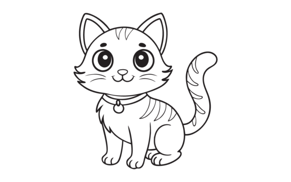 Cute Cat Line Art Drawing: A Playful Design Asset
