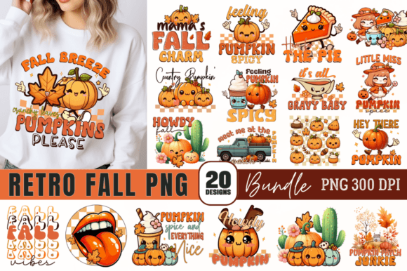 Embrace Nostalgic Warmth with a Retro Fall Sublimation Design PNG Bundle