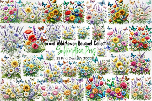 Enchanting Wildflower Bouquet with Butterflies for Creative Projects