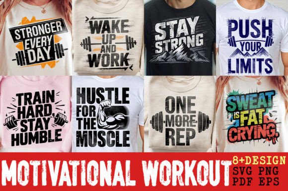 Motivational Workout Bundle: SVG, PNG, and PDF Files for Dynamic Designs