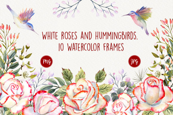 Roses and Hummingbirds: A Watercolor Frame Set for Elegant Design
