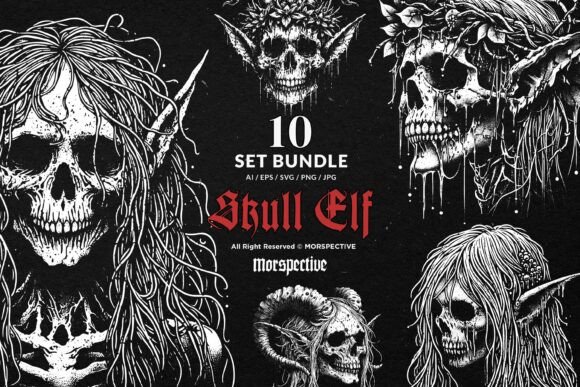 Unleash Your Dark Fantasy: The 10 Bundle Skull Elf Fairy Girl Collection